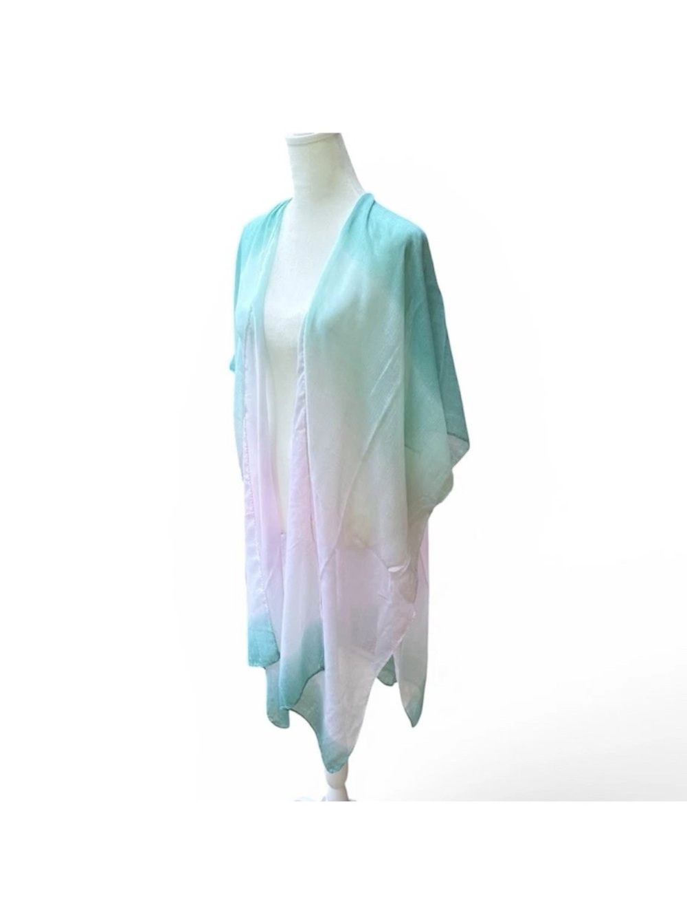 Janice Apparel Layering Kimono Cardigan Womens Multicolor Open Front Teal Purple